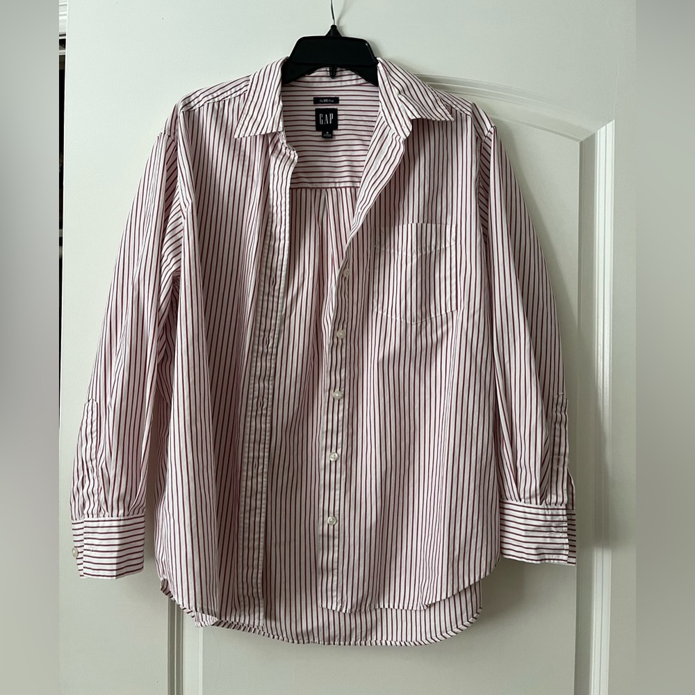 GAP Women’s The Big Shirt - Red and White Striped
